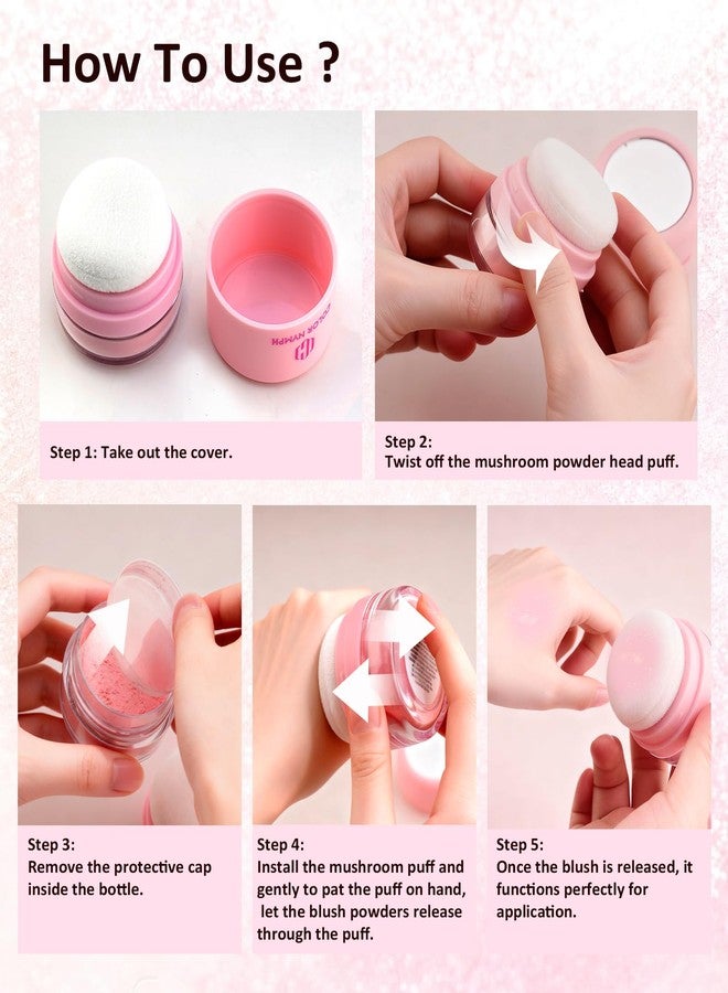 Color Nymph Cushion Blush Powder Micro-Shimmer Cheek Blusher Mushroom Face Blush For Cheek Makeup For Brown/Tan Skin Easy to Blend Highly Pigmented 04# Berry Pink - Image 5